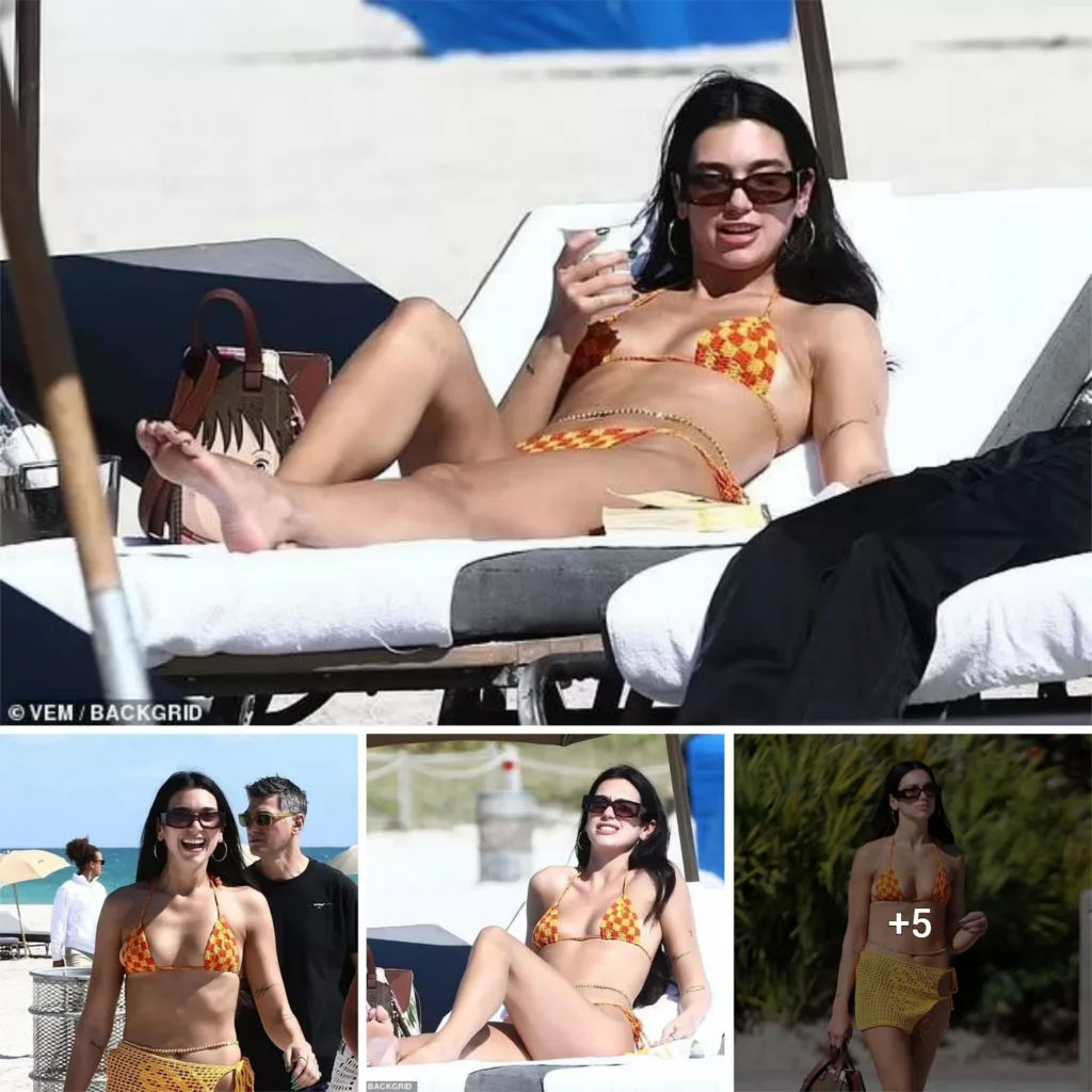 Dua Lipa wears a tiny bikini to the beach after announcing her world tour