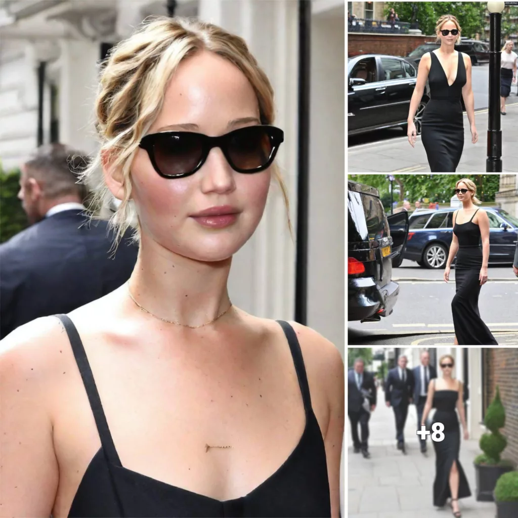“In London, Jennifer Lawrence Radiates Sophistication Leaving a Lavish Hotel in a Chic Black Dress”